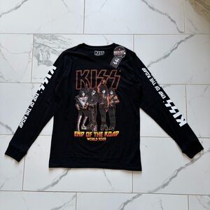 NWT KISS End of the Road World Tour Long Sleeve T Shirt Tee Size M Black White